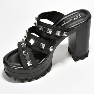 Cape Robbin Sexy Punk Rock Studded Platform Heels Black Size:7